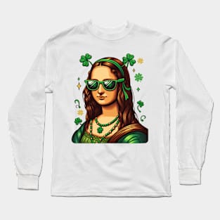 St Patricks Day Mona Lisa Long Sleeve T-Shirt